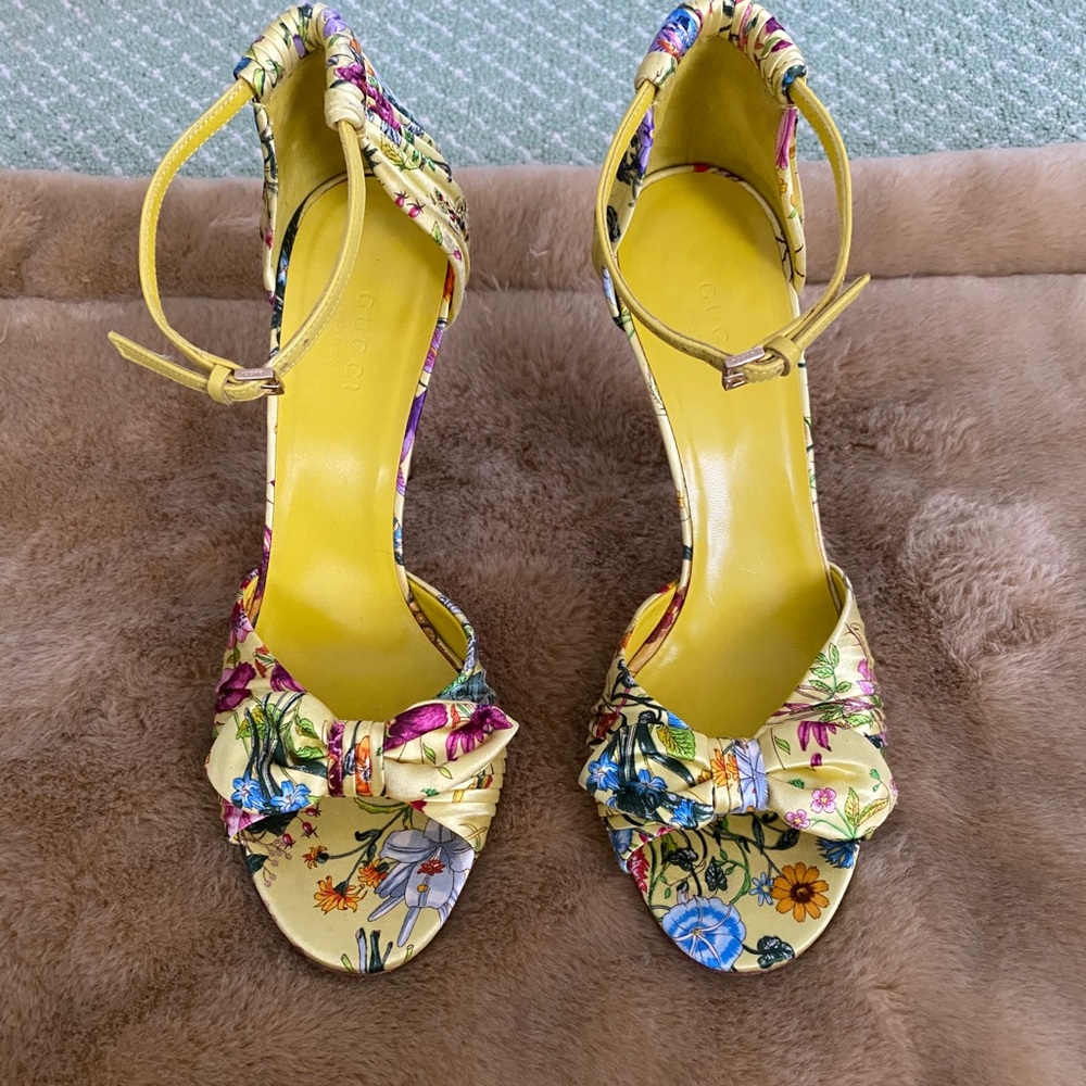 Gucci Floral Yellow Heels